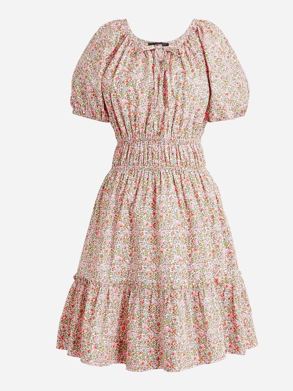 J.Crew Cinched-Waist Puff Sleeve Dress in Scattered Blooms